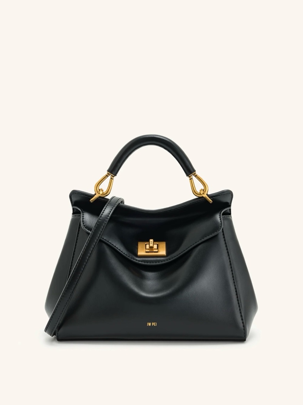 NWOT | JW PEI Black Structured Satchel with Gold Hardware